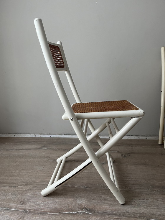 Image 1 of 3x Vintage Set Folding Webbing Chairs 1980 Italy