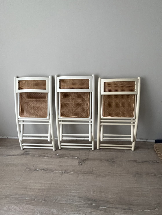 Image 1 of 3x Vintage Set Folding Webbing Chairs 1980 Italy