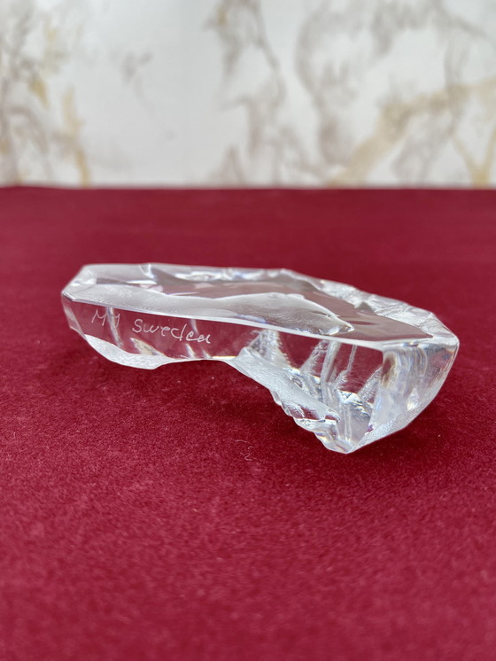 Image 1 of Swedish Mats Jonasson Lead Crystal (Polar) Bear Sculpture / Paperweight With Signature / Vintage Art & Collectibles 