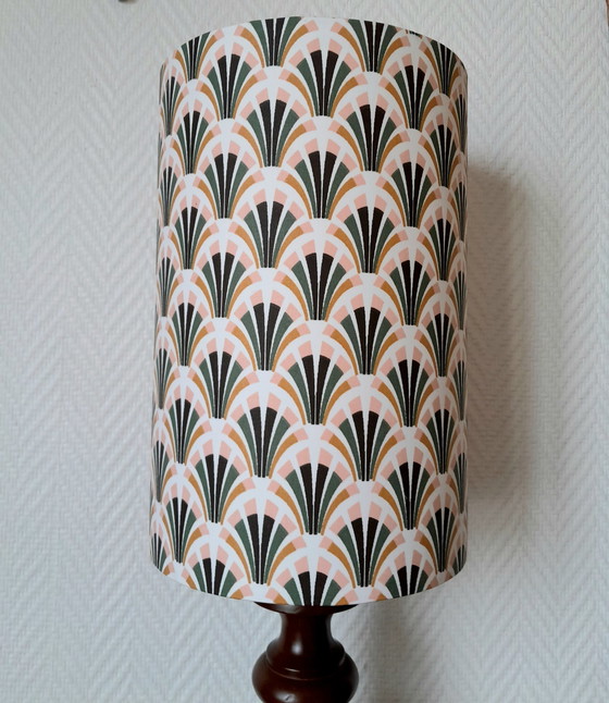 Image 1 of Custom Art Deco Wooden Lamp and Lampshade