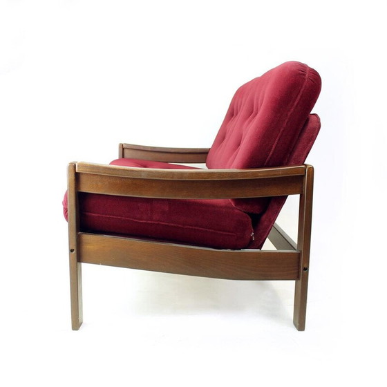 Image 1 of Vintage 2 seater sofa in velvet by Hikor Pisek, Czechoslovakia 1980s