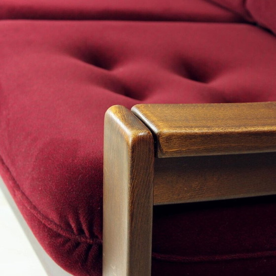 Image 1 of Vintage 2 seater sofa in velvet by Hikor Pisek, Czechoslovakia 1980s