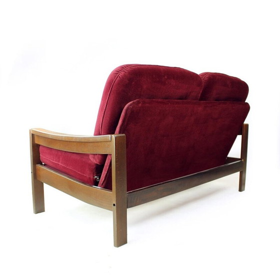 Image 1 of Vintage 2 seater sofa in velvet by Hikor Pisek, Czechoslovakia 1980s