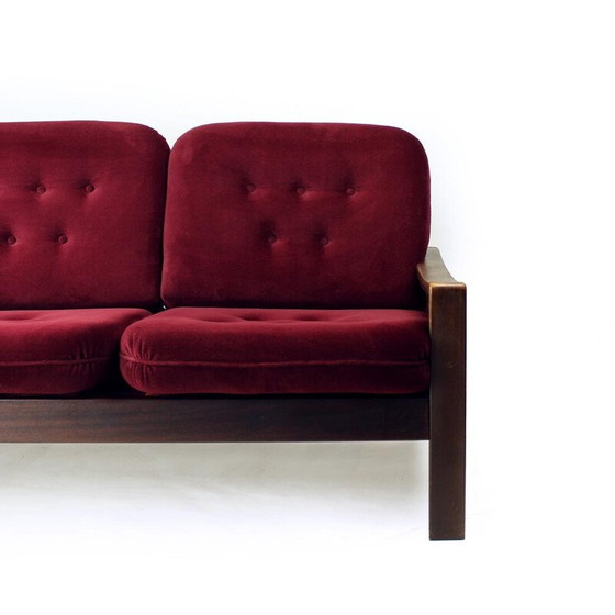Image 1 of Vintage 2 seater sofa in velvet by Hikor Pisek, Czechoslovakia 1980s