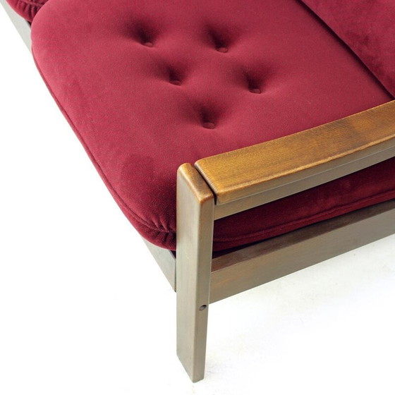 Image 1 of Vintage 2 seater sofa in velvet by Hikor Pisek, Czechoslovakia 1980s