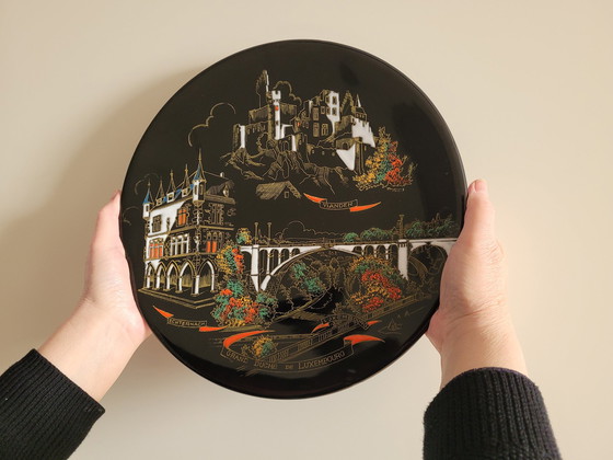 Image 1 of Longwy Hand Painted Wall Plate 32 cm Diameter