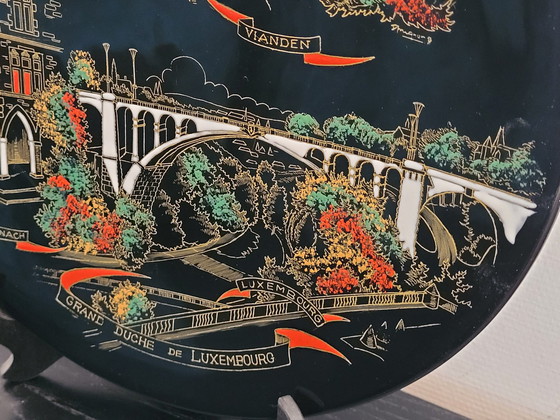 Image 1 of Longwy Hand Painted Wall Plate 32 cm Diameter