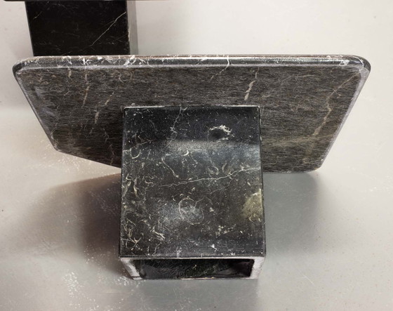 Image 1 of Mid Century Black Carrara Marble Side Tables