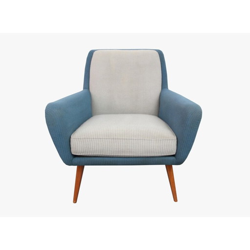 Mid-century armchair in fabric and cherrywood - 1950s