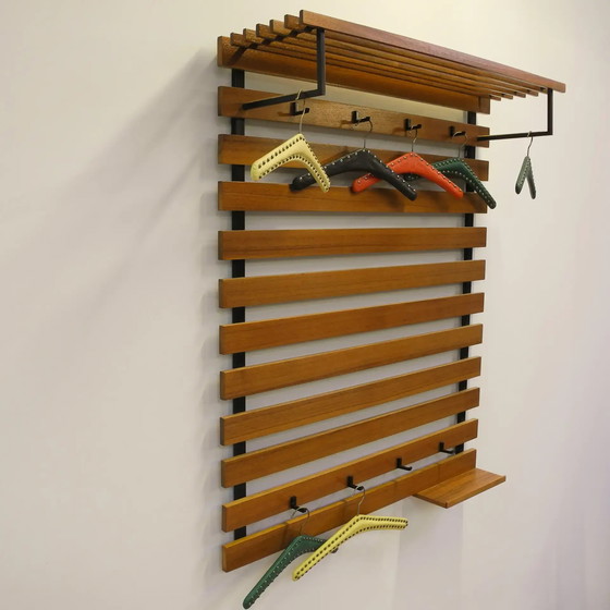 Image 1 of Wardrobe with key and hat rack, walnut, 1960s