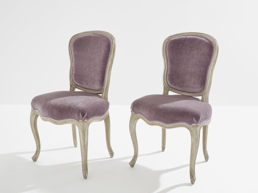 Pair of Maison Jansen Louis XV Neoclassical Slipper Chairs 1940s