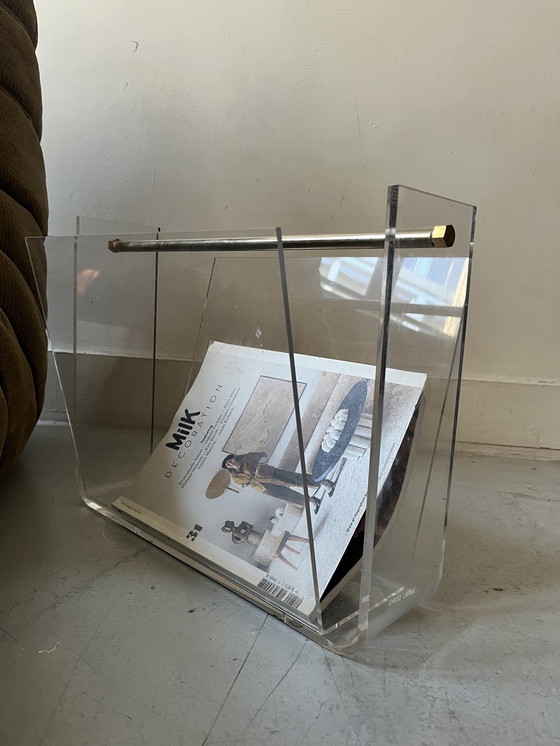 Image 1 of Plexiglas Magazine Holder David Lange For Roche Bobois 1970