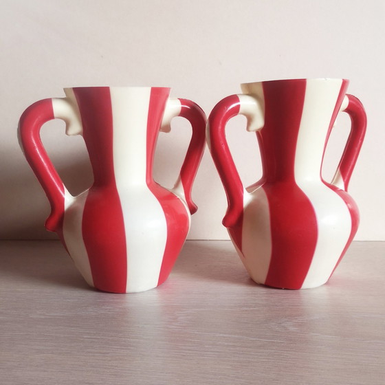 Image 1 of 2x Plastic Vases Vintage 60s