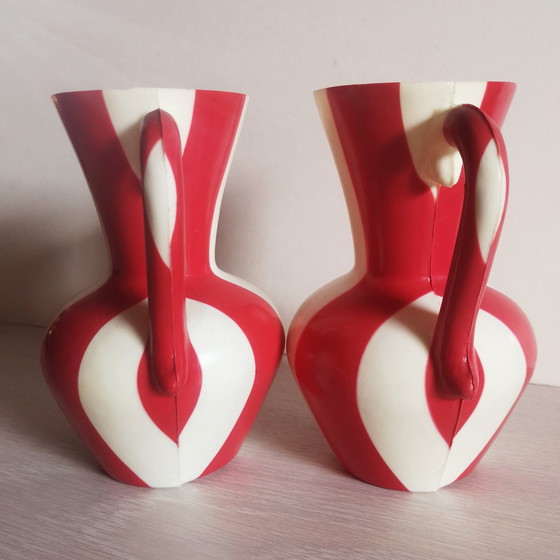 Image 1 of 2x Plastic Vases Vintage 60s