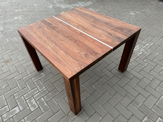 Image 1 of Bert plantagie Table de salle à manger à rayures Bois de noyer 100x100
