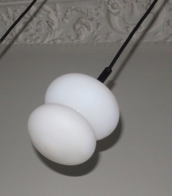 Image 1 of 3x Opal / Milk Glass Organic-Shaped Pendant Lights