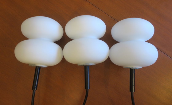 Image 1 of 3x Opal / Milk Glass Organic-Shaped Pendant Lights