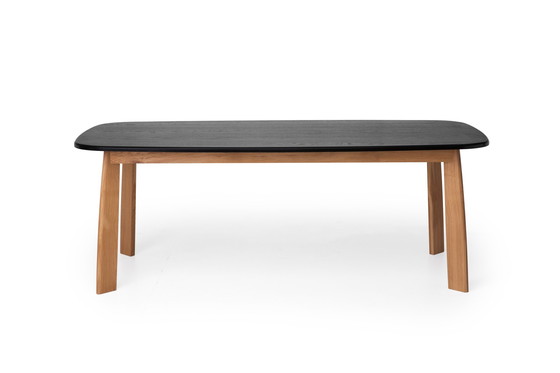 Image 1 of Solid Oak Table, Black Stained Top, Design Sylvain Willenz For Quodes