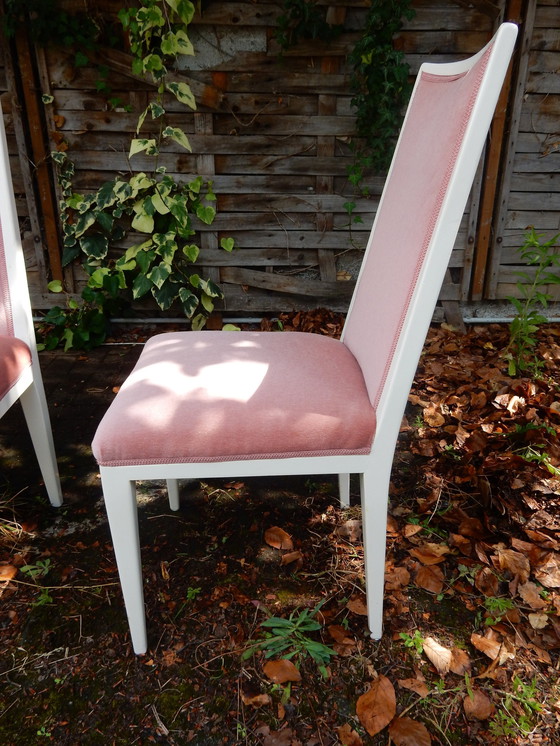 Image 1 of 6x Six Elegant Upholstered Chairs Pink Art Deco