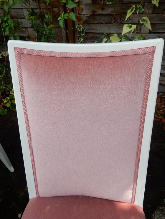 Image 1 of 6x Six Elegant Upholstered Chairs Pink Art Deco