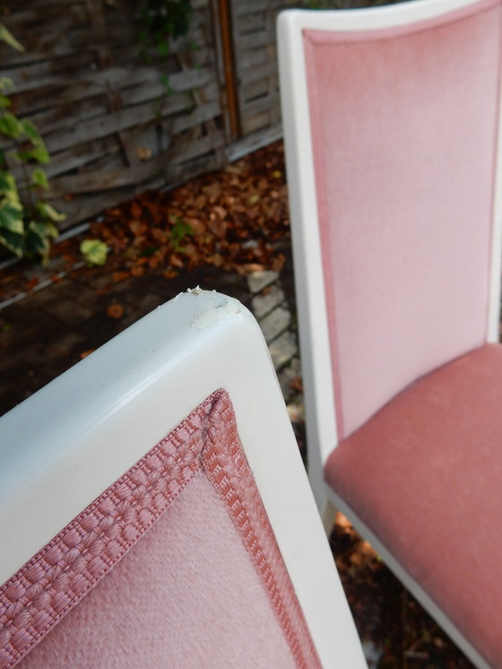 Image 1 of 6x Six Elegant Upholstered Chairs Pink Art Deco