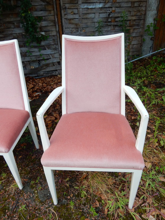 Image 1 of 6x Six Elegant Upholstered Chairs Pink Art Deco