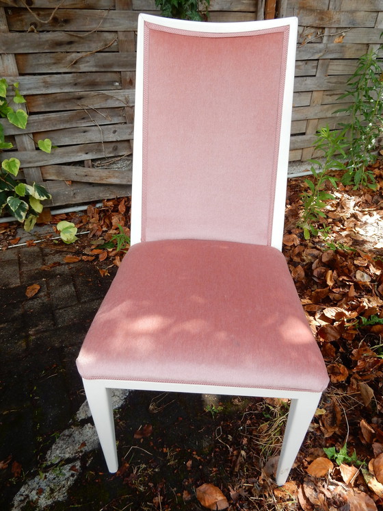 Image 1 of 6x Six Elegant Upholstered Chairs Pink Art Deco