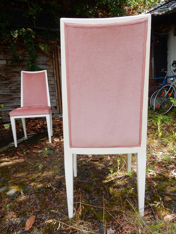 Image 1 of 6x Six Elegant Upholstered Chairs Pink Art Deco