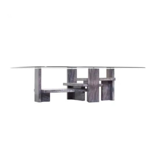 Image 1 of Marble and glass coffee table