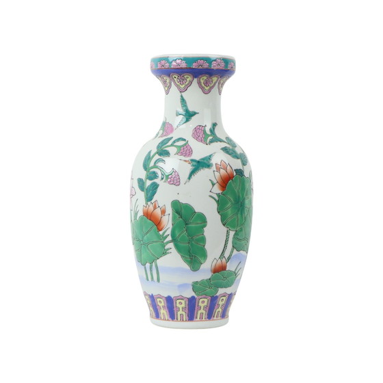 Image 1 of Vintage Chinese Vase Water Lilies Porcelain