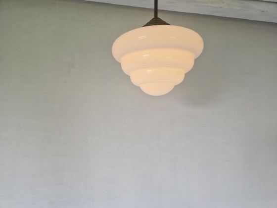 Image 1 of Art Deco Opaline "Michelin" Pendant Lamp