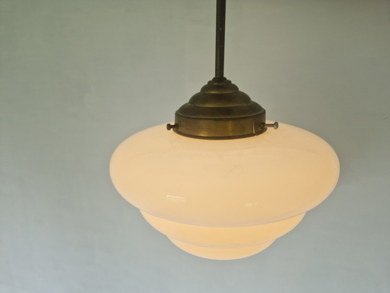 Image 1 of Art Deco Opaline "Michelin" Pendant Lamp