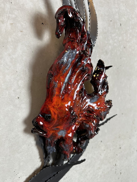 Image 1 of Decorazione murale in ceramica vintage - pesce luna