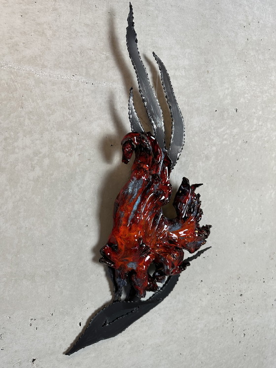 Image 1 of Décoration murale vintage en céramique - poisson lune