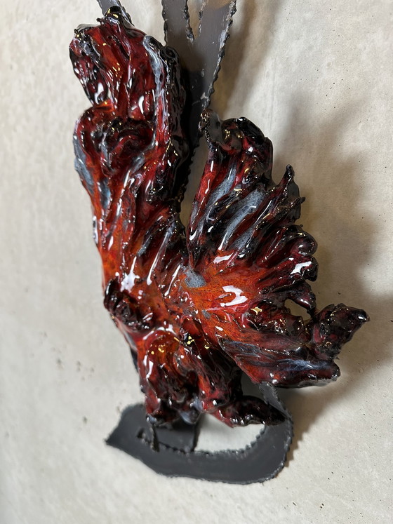 Image 1 of Décoration murale vintage en céramique - poisson lune