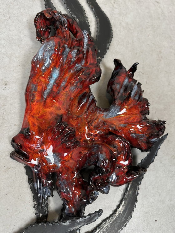 Image 1 of Decorazione murale in ceramica vintage - pesce luna