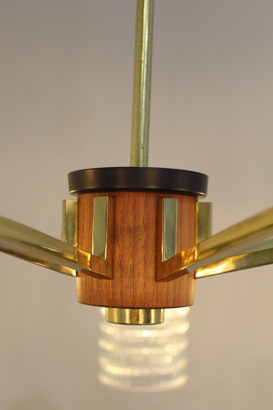 Image 1 of Vintage Brass Pendant Lamp 7-Armig - 1950s