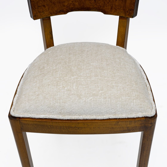 Image 1 of Six Of Art Deco Italian Walnut Dining Chairs, 1930S