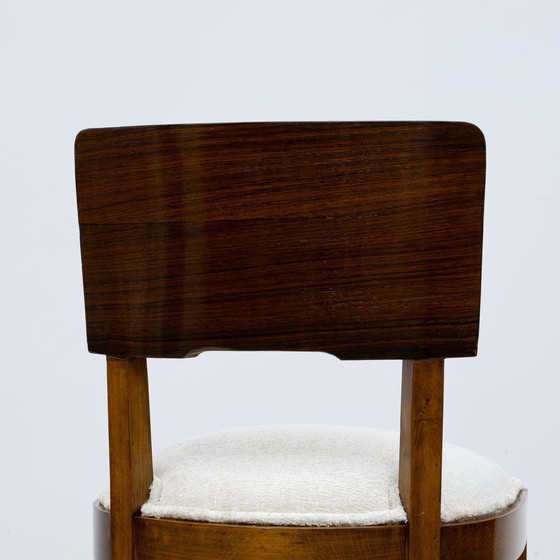 Image 1 of Six Of Art Deco Italian Walnut Dining Chairs, 1930S