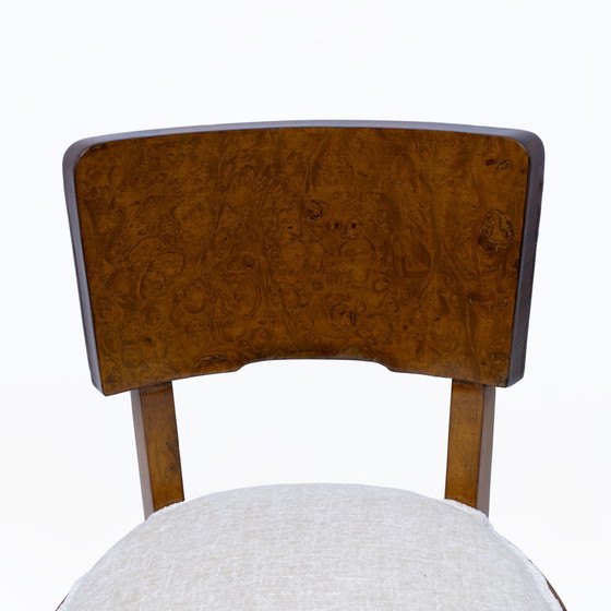 Image 1 of Six Of Art Deco Italian Walnut Dining Chairs, 1930S