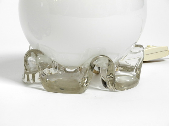 Image 1 of Pair of 1960's glass table lamps in white and transparent from Limburg