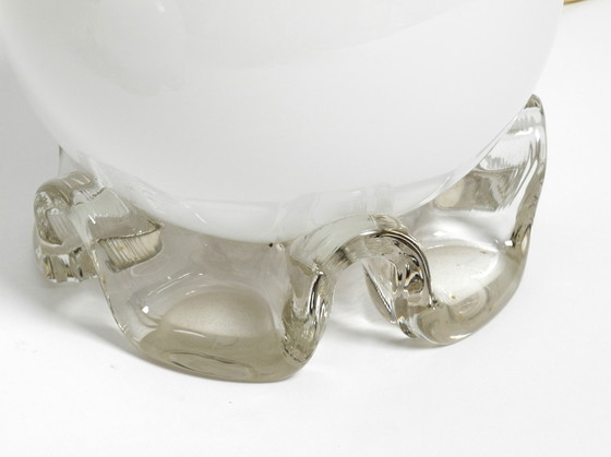 Image 1 of Paire de lampes de table des années 1960 en verre blanc et transparent du Limbourg