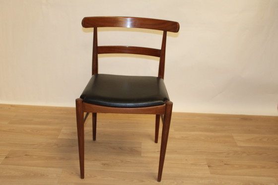 Image 1 of Chaise De Bureau Teck Et Simili Cuir Noir 1960 Danemark 