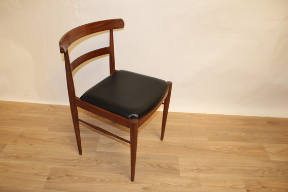 Image 1 of Chaise De Bureau Teck Et Simili Cuir Noir 1960 Danemark 