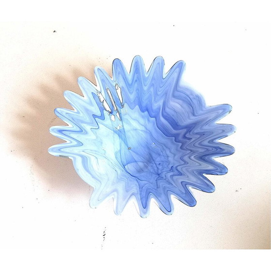 Image 1 of Ciotola vintage in vetro di Murano opalino blu e bianco, 1960