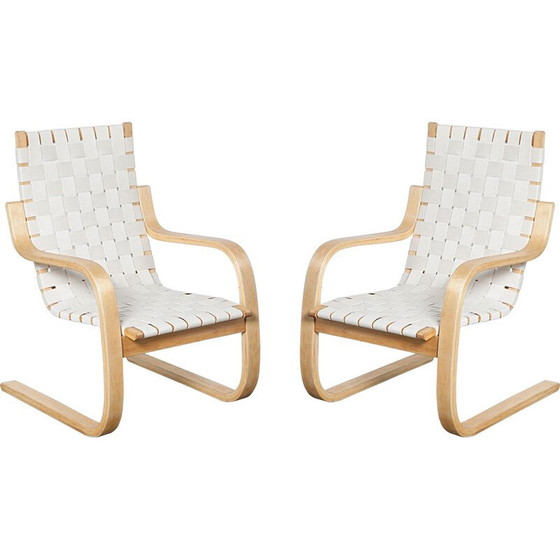 Image 1 of Pair of vintage 406 armchairs by Alvar Aalto for Artek, 1950s