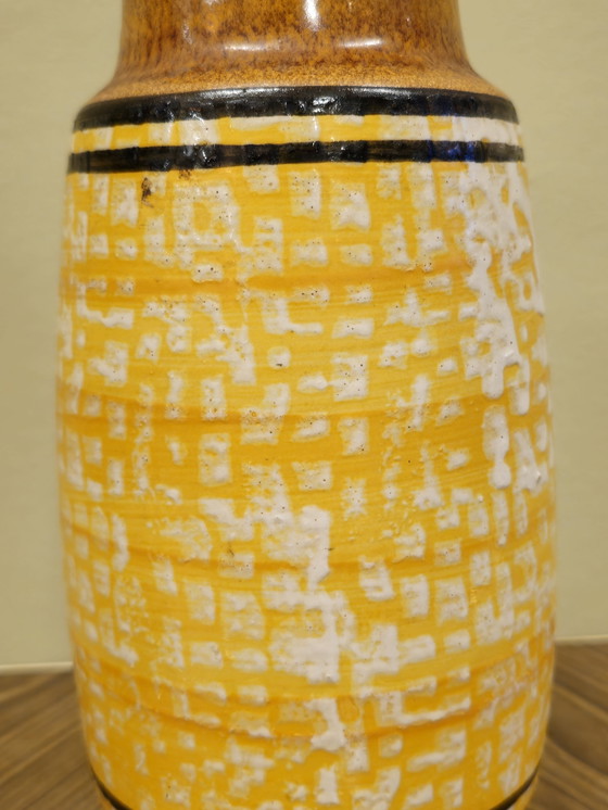 Image 1 of Vaso vintage della Germania Ovest giallo marrone bianco