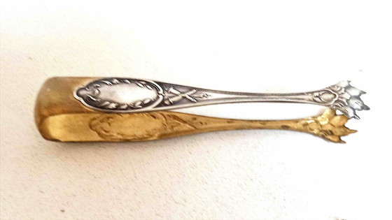 Image 1 of Silver & Gilt Sugar Tongs Height 13.5 Cm Early 20th Century