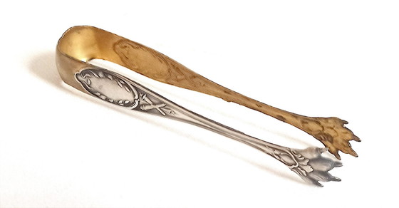 Image 1 of Silver & Gilt Sugar Tongs Height 13.5 Cm Early 20th Century