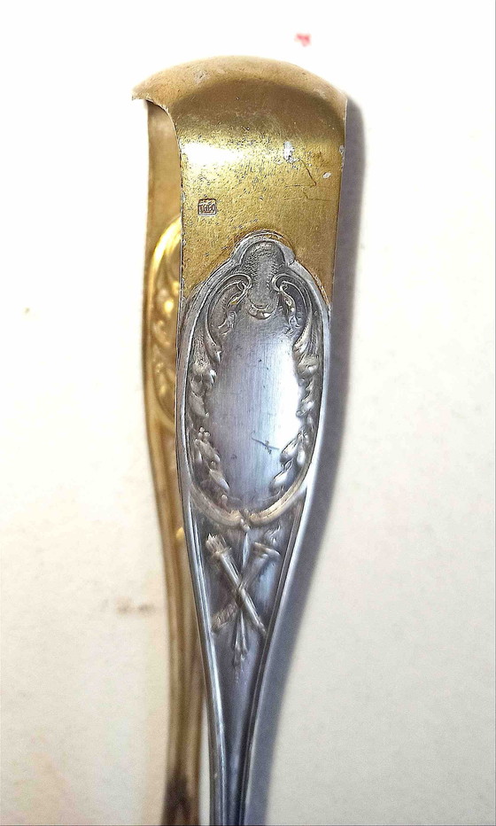 Image 1 of Silver & Gilt Sugar Tongs Height 13.5 Cm Early 20th Century